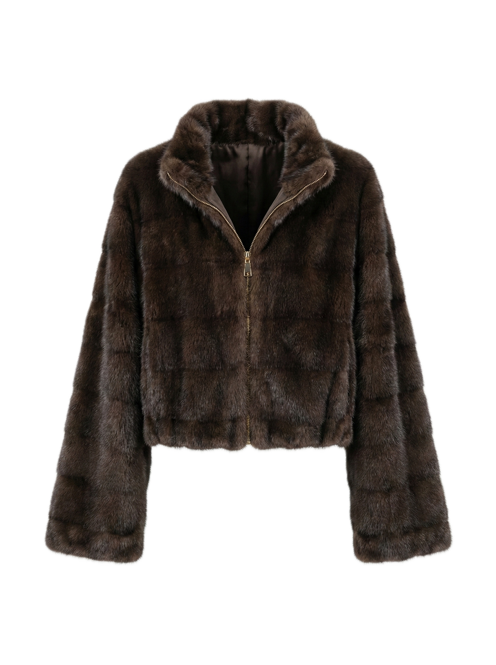 Brown fur jacket on a white background