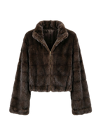 Brown fur jacket on a white background
