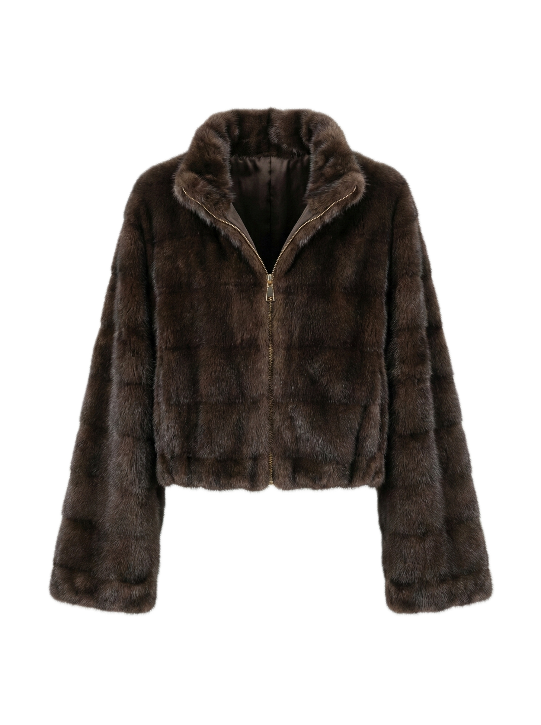 Brown fur jacket on a white background